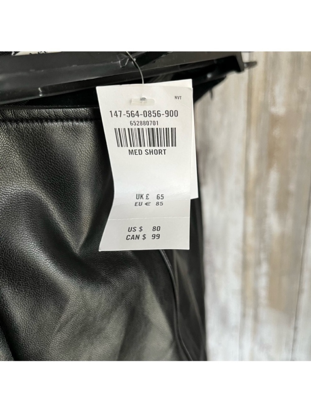 Abercrombie & Fitch Faux Vegan Leather Stretch Slim Flare Split Hem Pants Black - Picture 7 of 7